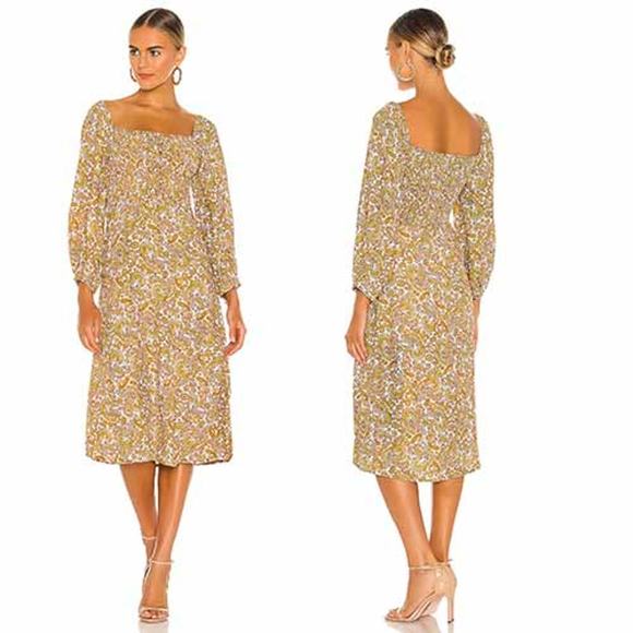 NWT Faithfull The Brand La Romarine La Medina Paisley Midi Dress Multicolor - Picture 1 of 9